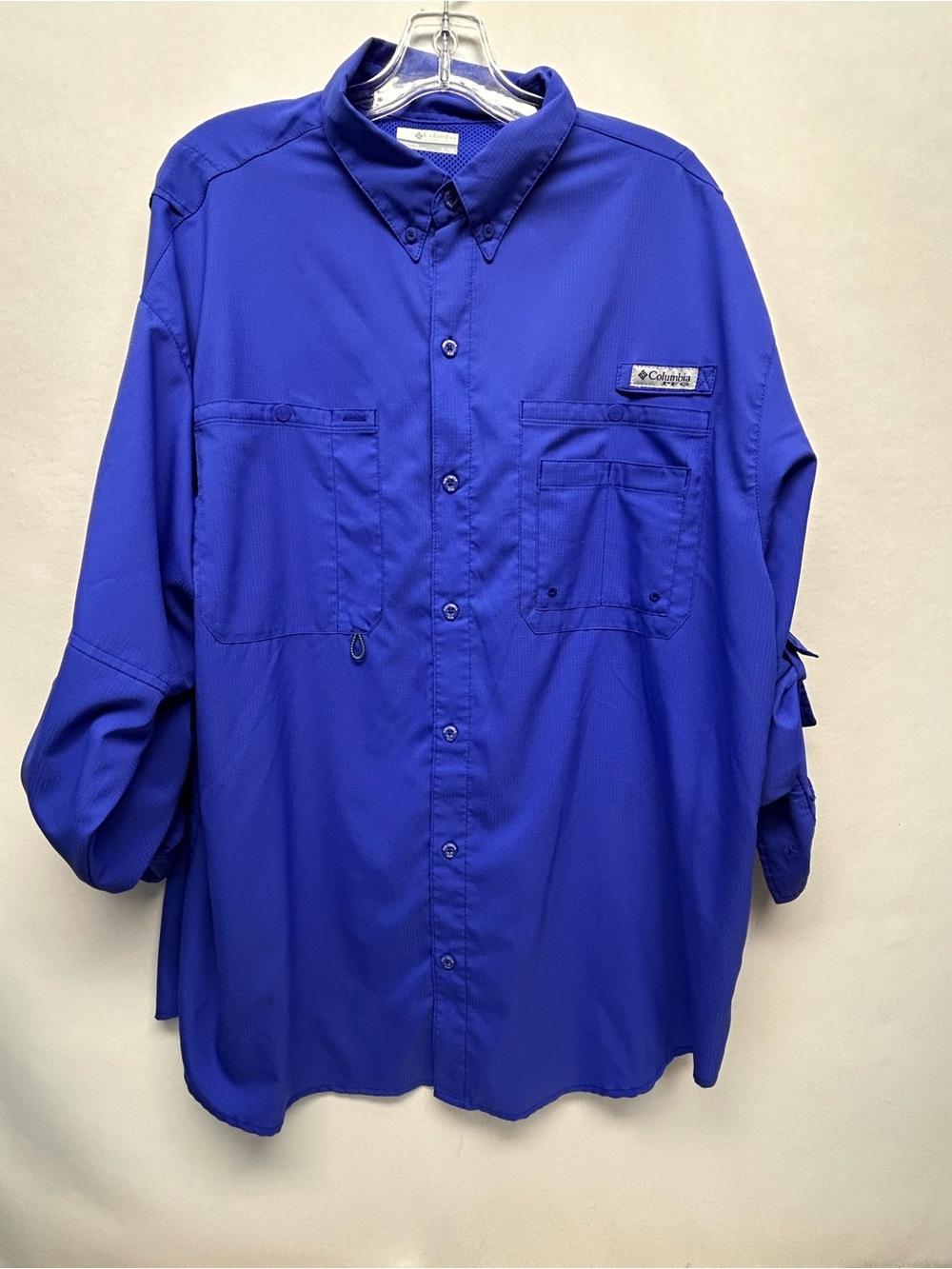 Columbia Men's Long Sleeve Button-Up Fishing Shirt in Royal Blue